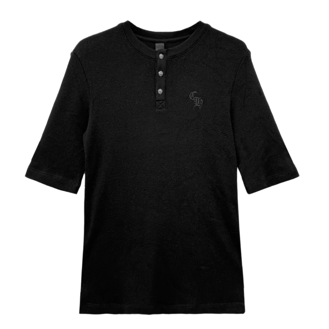 Chrome Hearts 'Black' Embroidered Logo Short Sleeve Henley