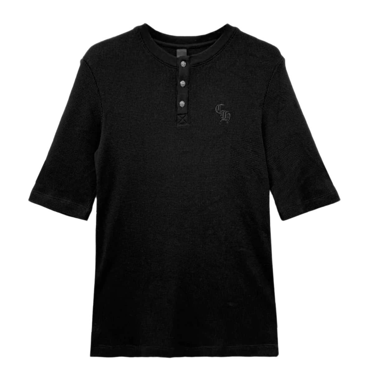 Chrome Hearts 'Black' Embroidered Logo Short Sleeve Henley