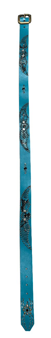 Studded 'Turqoise Snakeskin' Spider Gem Teal Belt