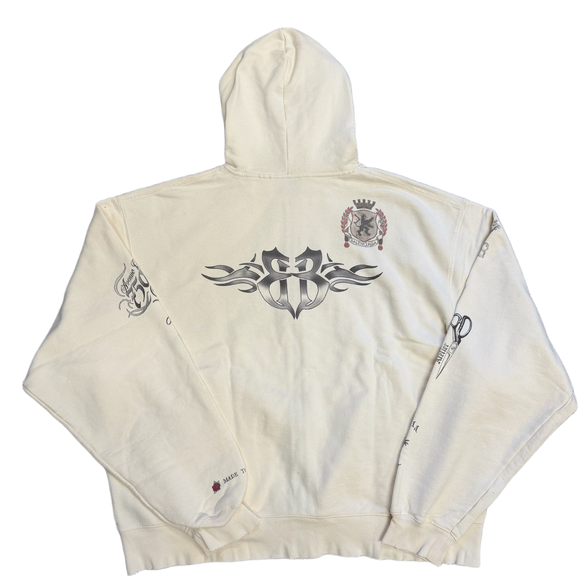 Balenciaga 'Cream' Tattoo Baggy Zip-Up