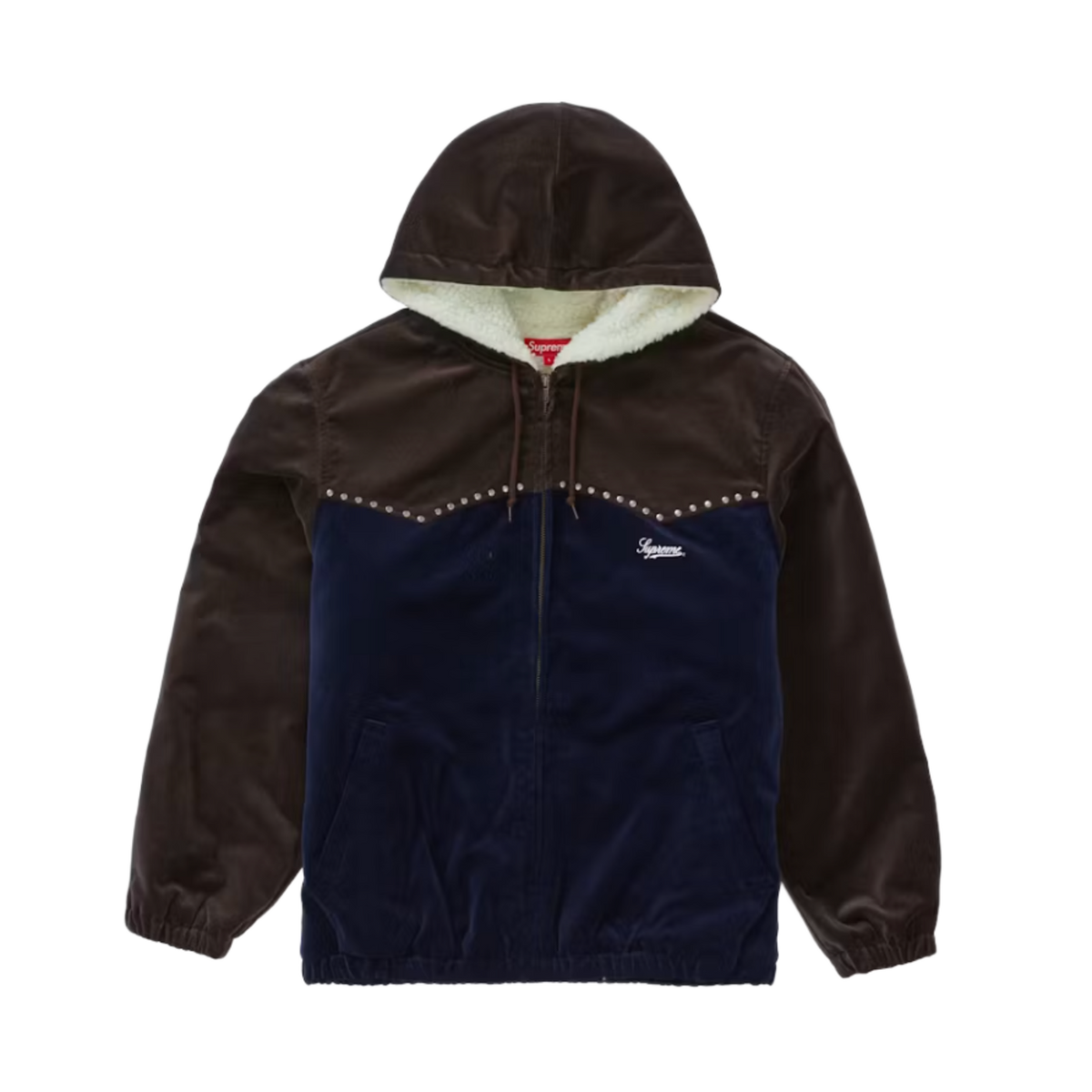 Supreme 'Blue/Brown' Studded Velour Zip Up Sweatshirt