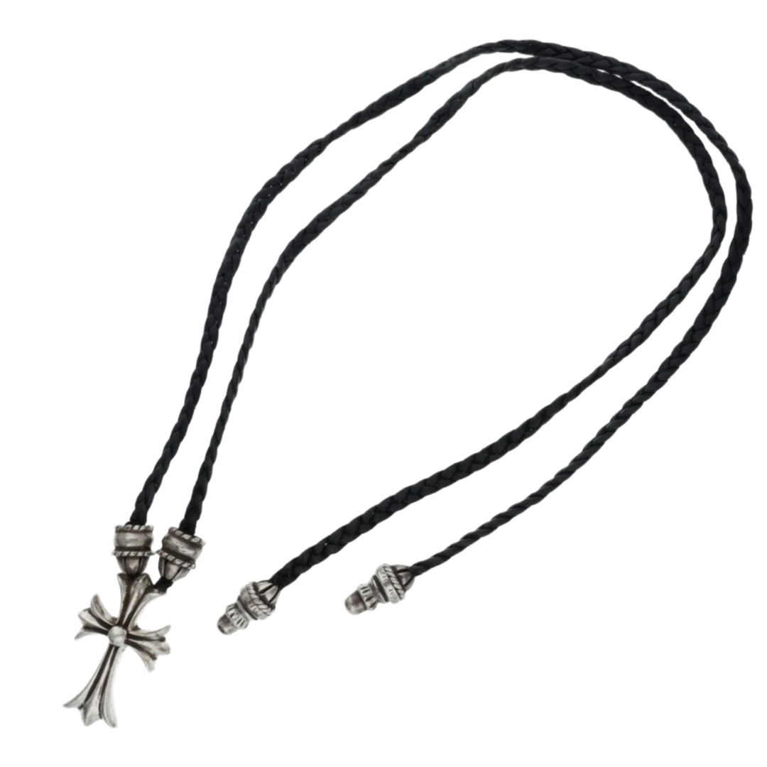 Chrome Hearts 'Small Cross' Woven Leather Necklace