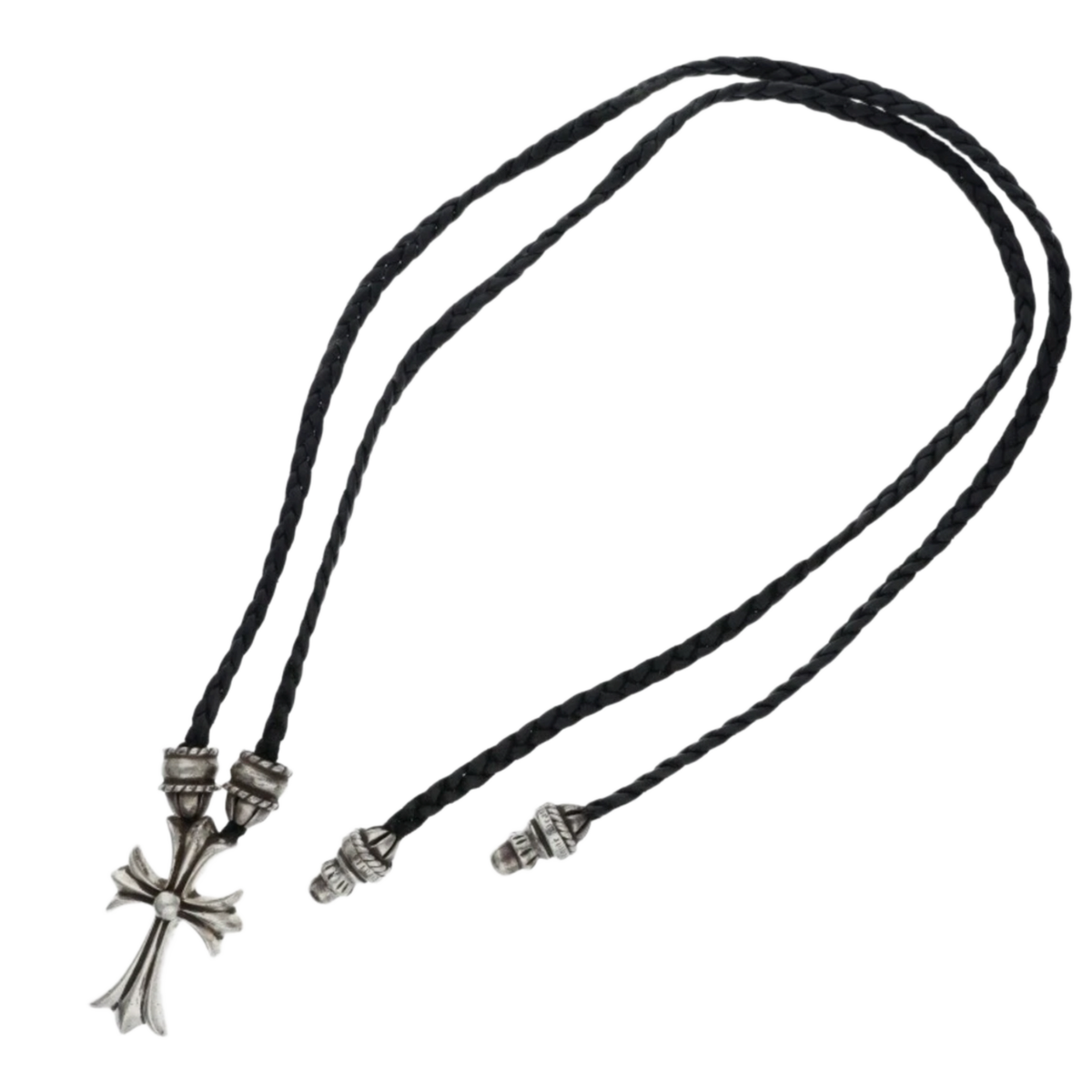 Chrome Hearts 'Small Cross' Woven Leather Necklace