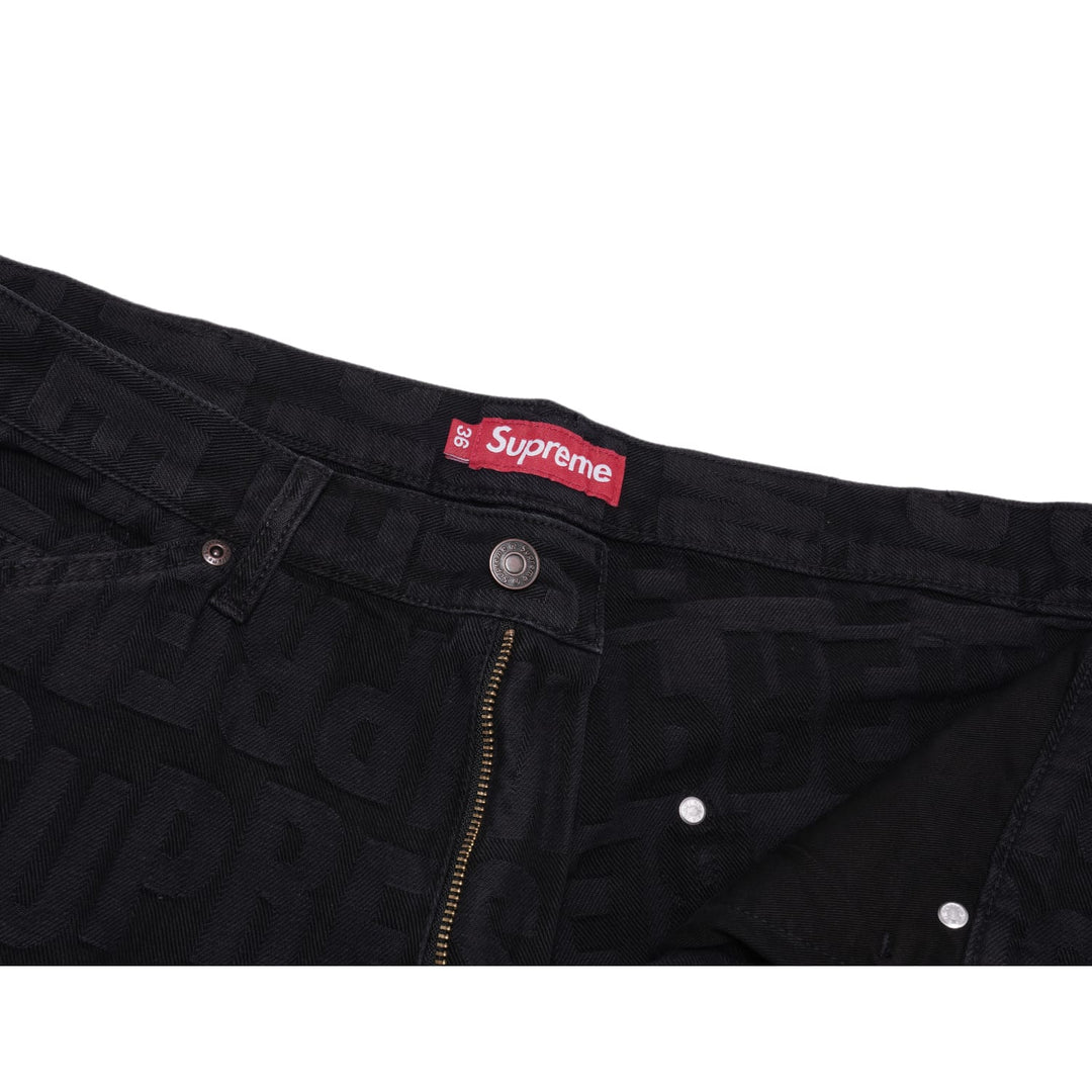 Supreme Repeat Jacquard Double Knee Denim Short Black