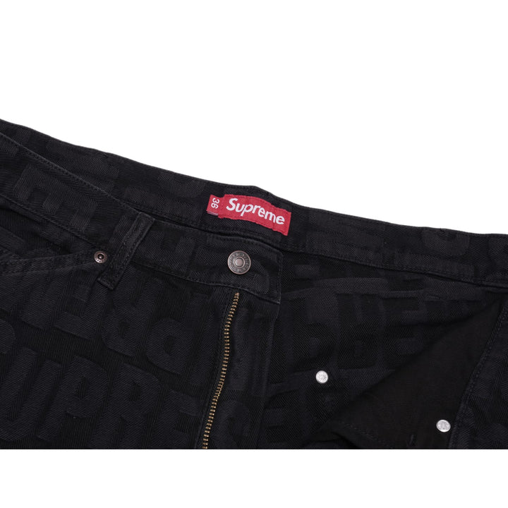 Supreme Repeat Jacquard Double Knee Denim Short Black