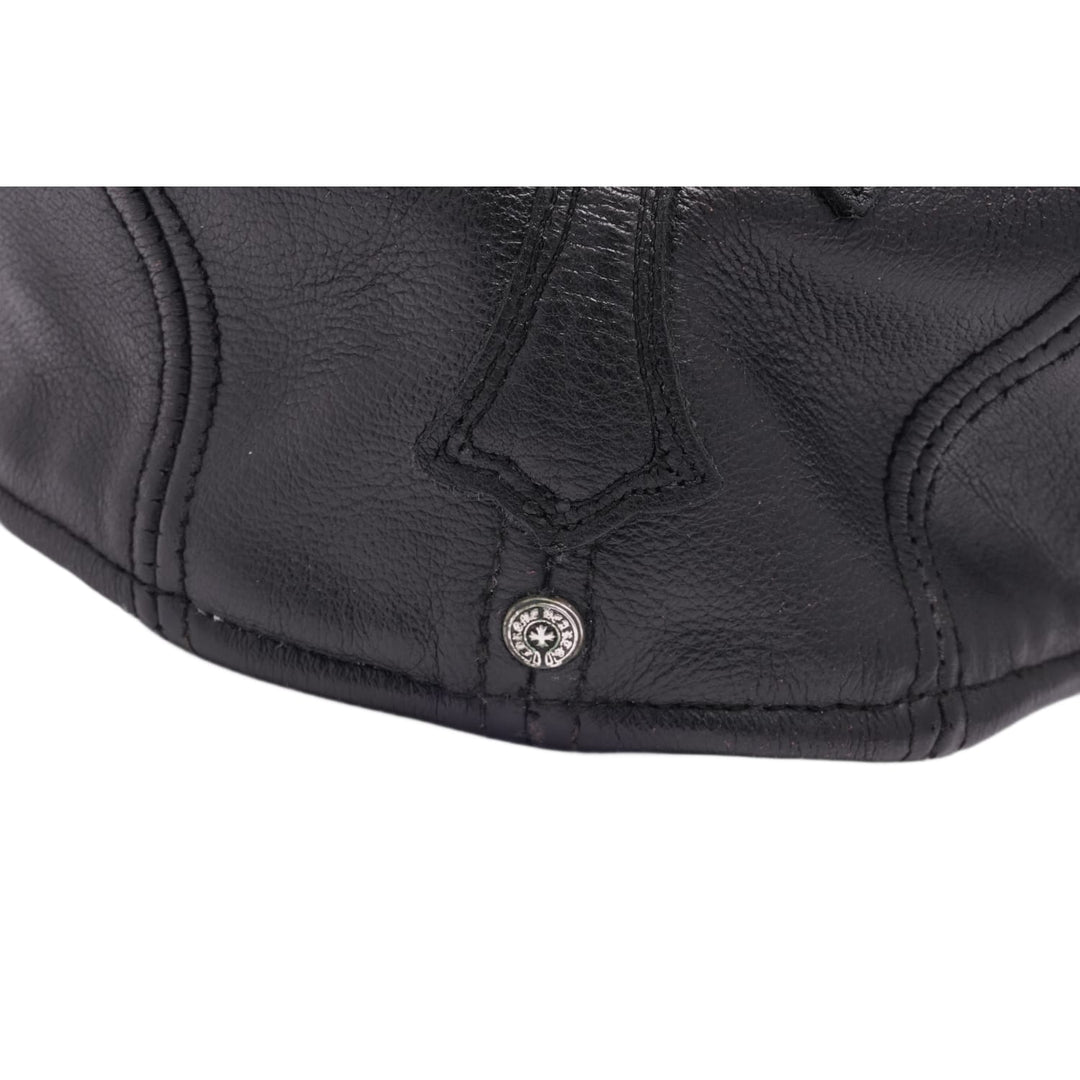 Chrome Hearts 'Cross Patch' Black Leather Driving Cap