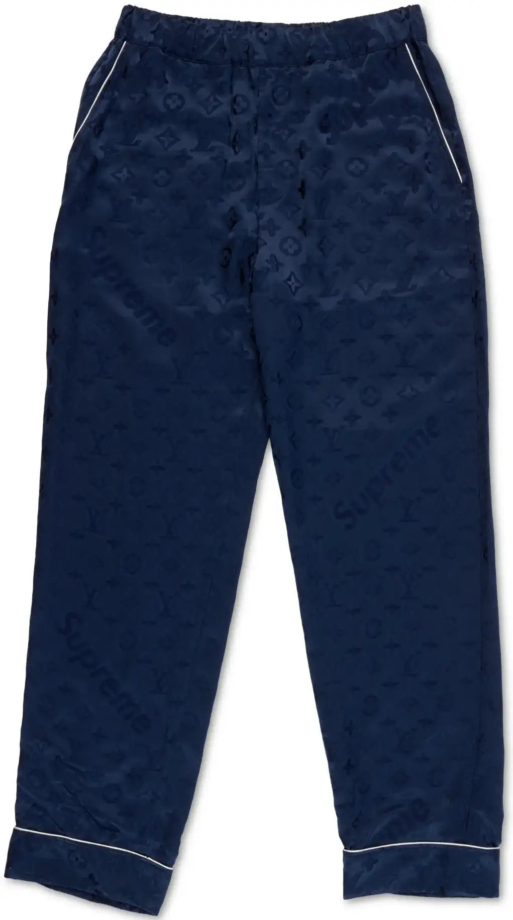 Louis Vuitton x Supreme 'Navy' Monogram Silk PJ Pants