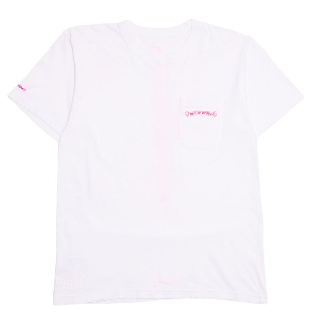 Chrome Hearts 'Pink Spine Logo' White Tee