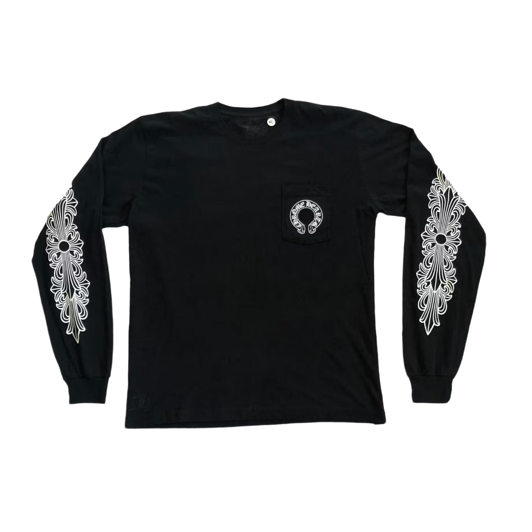 Chrome Hearts 'Black' Floral Horseshoe Longsleeve Tee