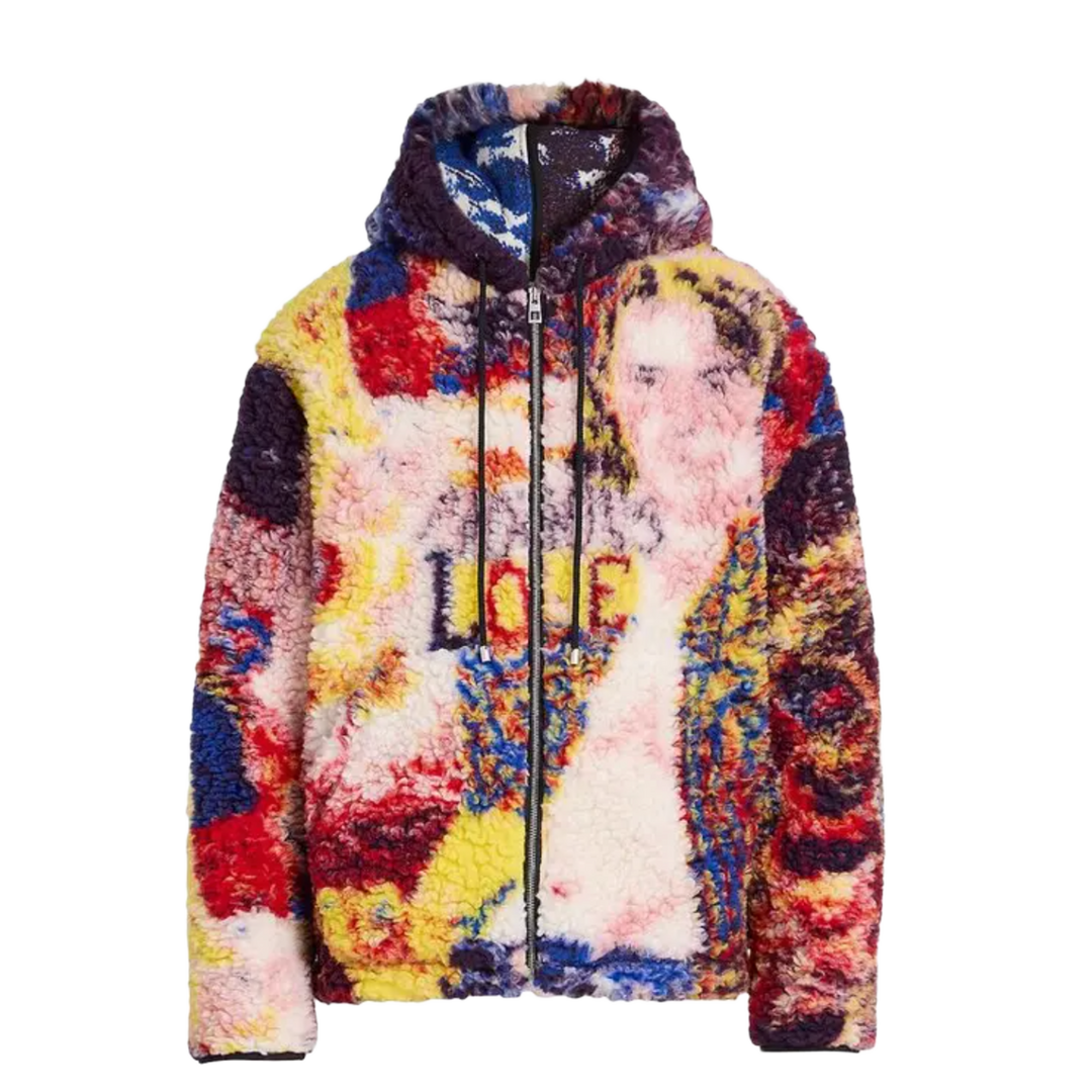 Loewe 'Multicolor' Logo Wool Blend Hooded Jacket