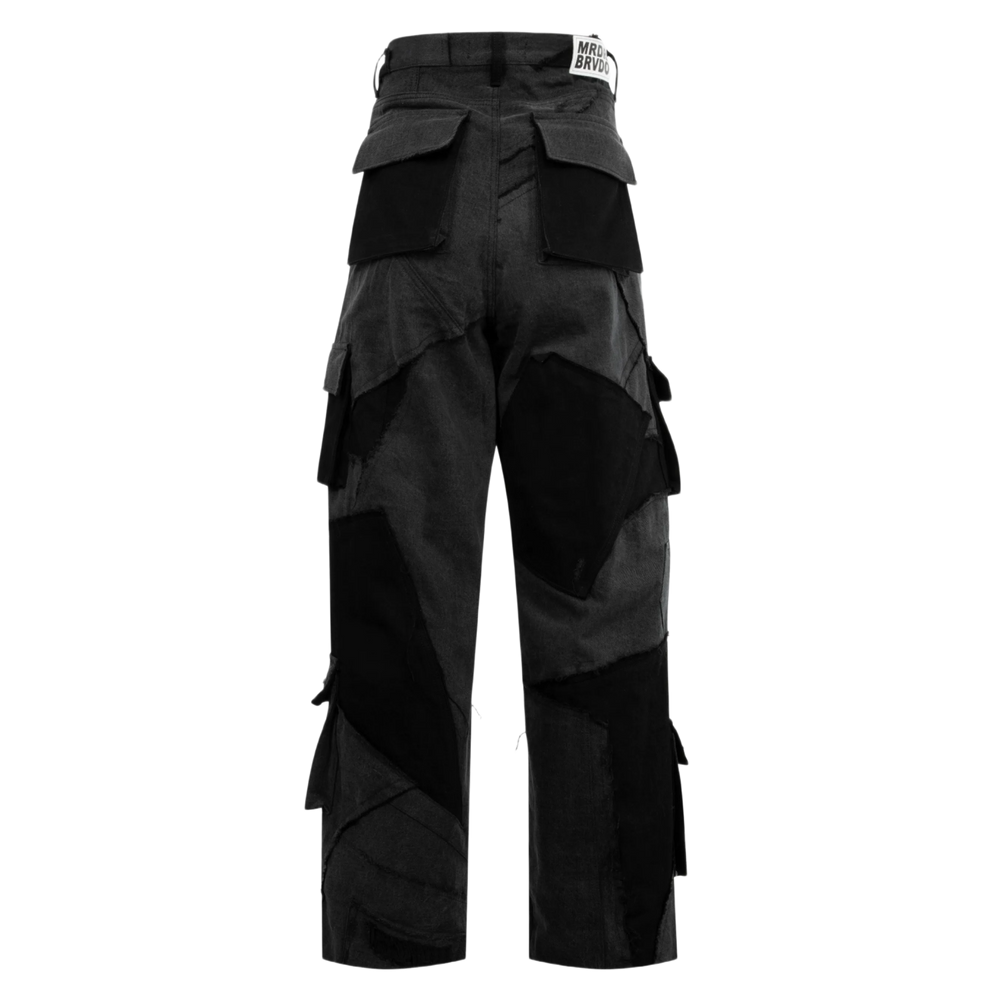 Who Decides War 'Black' Destroyed Paneled Cargo Pants
