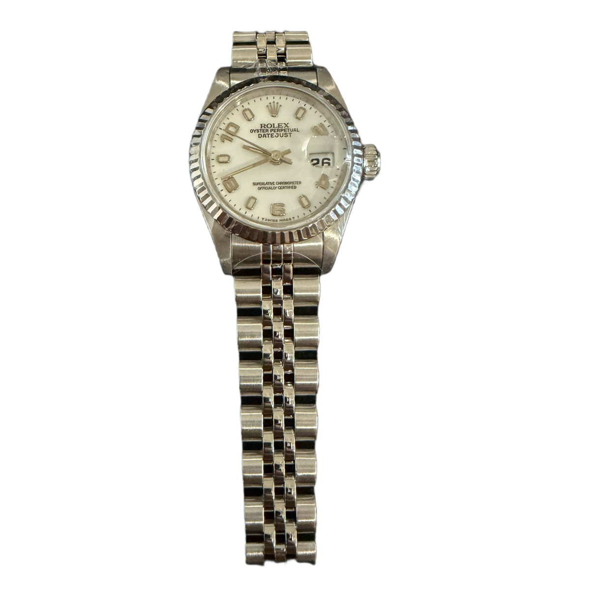 Rolex Datejust Ladies 'White Stainless' 26MM Steel Oyster Bracelet Watch
