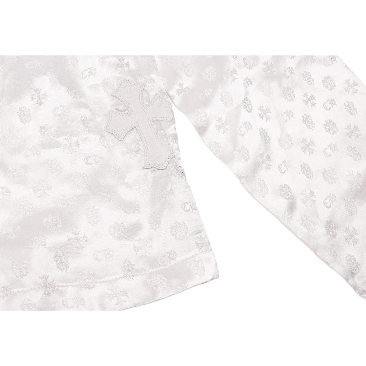 Chrome Hearts 'Cross Patch' White Tonal Monogram Silk Pajama Shirt