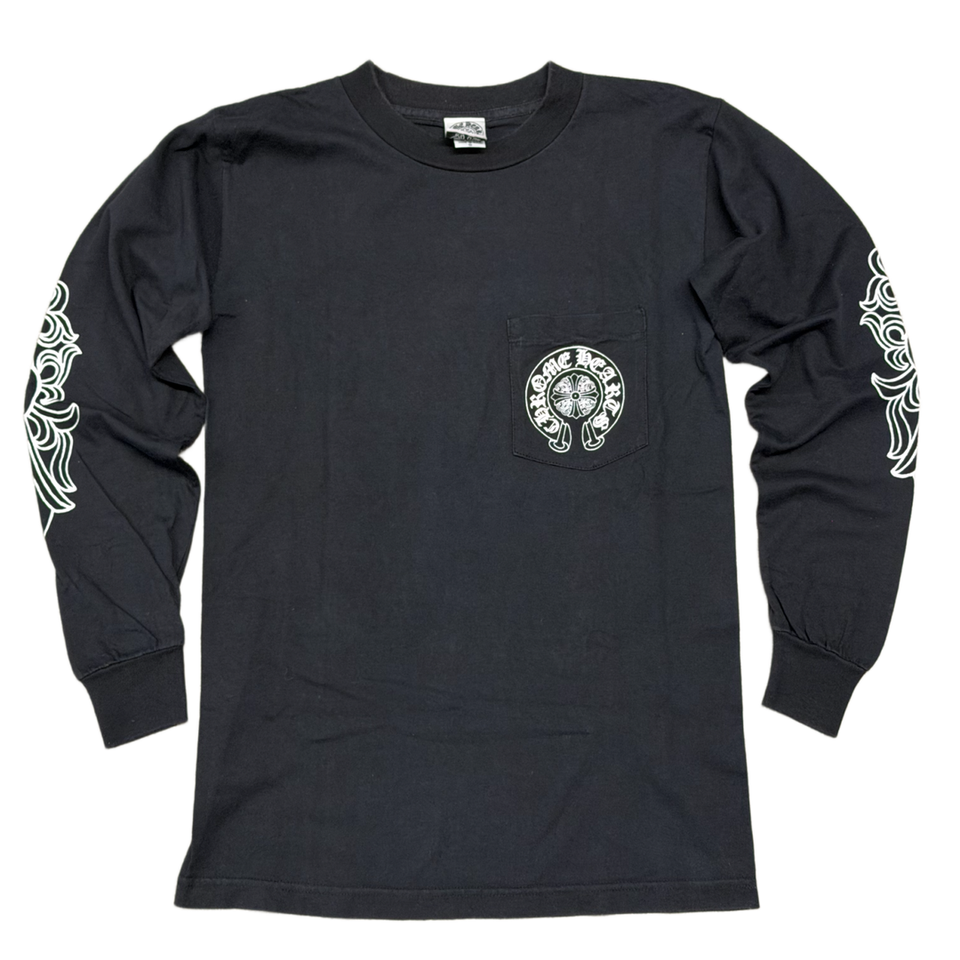 Chrome Hearts 'NYC Floral' Black Vintage Longsleeve Pocket Tee