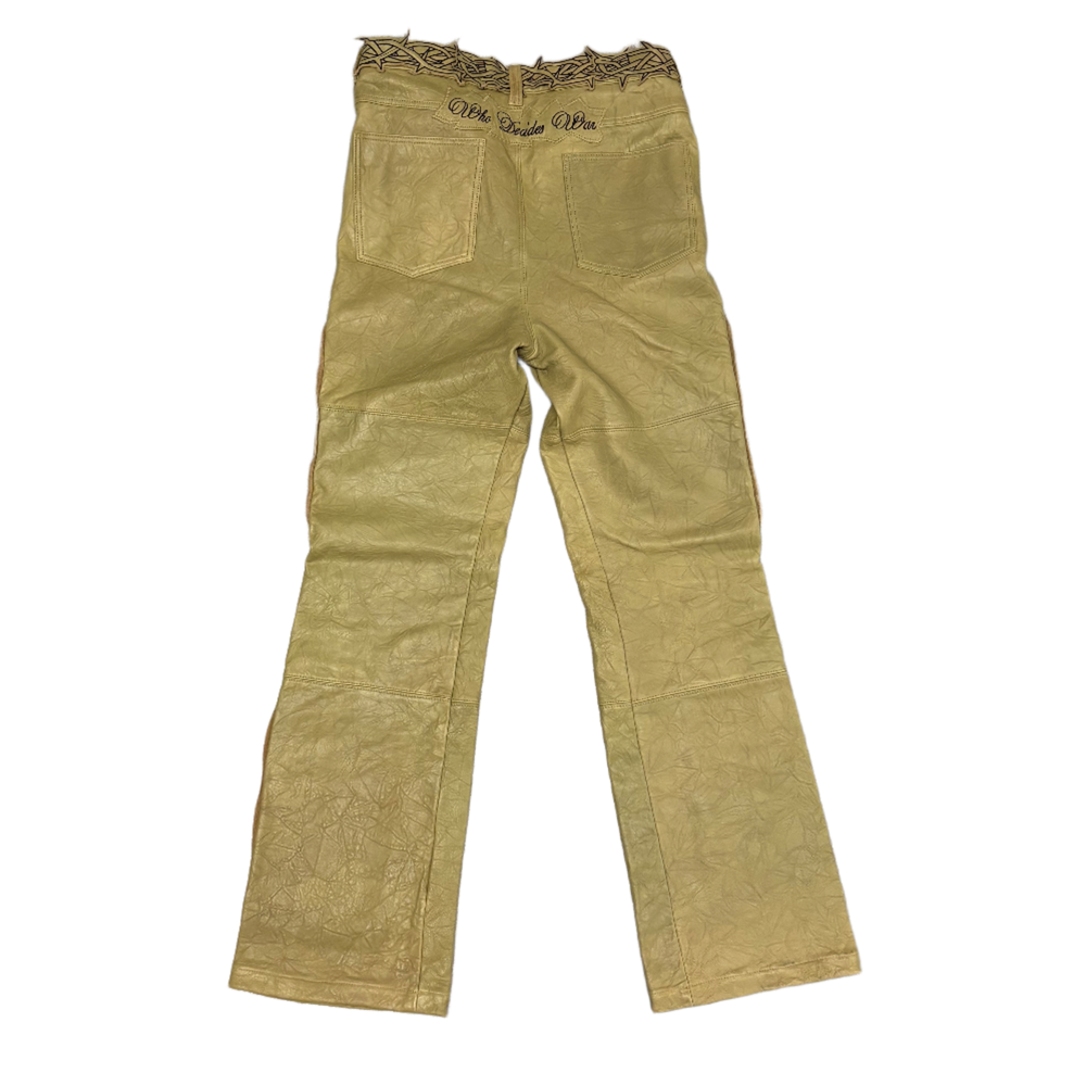 Who Decides War 'Brown Thrones & Garden Glass' Leather Pants