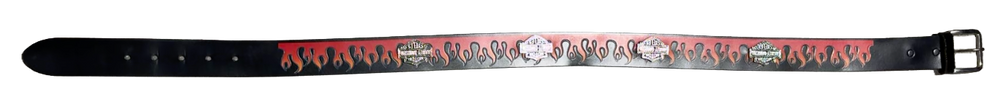 Black Flame Harley Davidson Pin Leather Belt