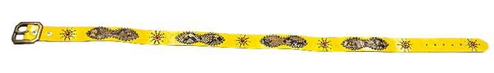 Studded 'Snakeskin Brown Black/ Red Sun Gem' Yellow Belt