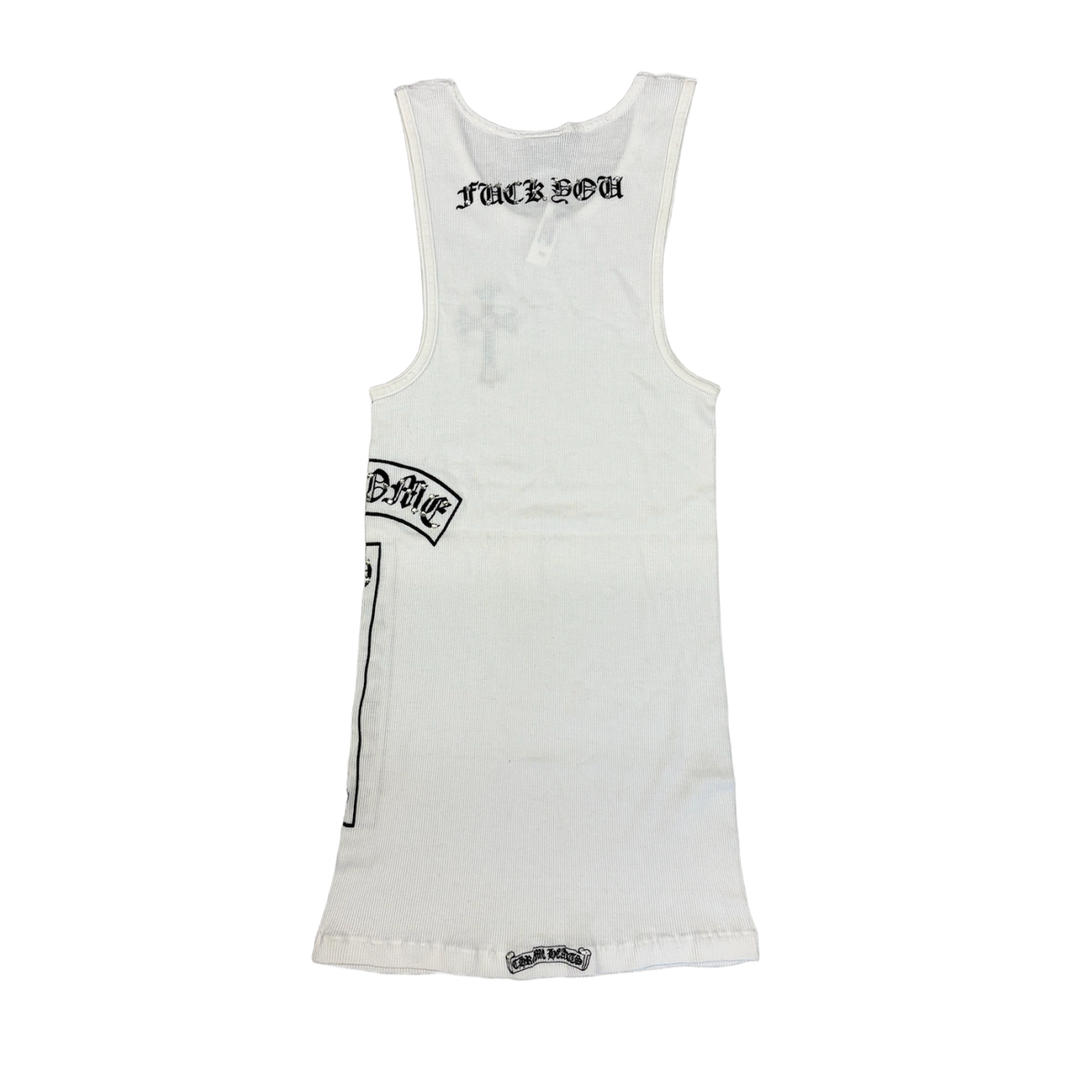 Chrome Hearts Vintage White 'Studded Cross T Bar FUCK YOU' Tank Top