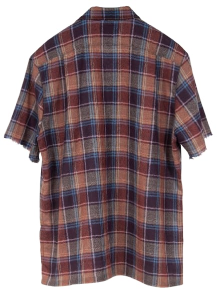 Saint Laurent 'Plaid' Raw Hem Short Sleeve Flannel Shirt