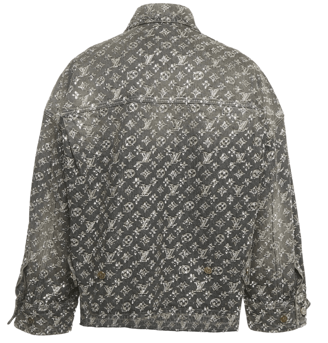 Louis Vuitton Grey Embellished Monogram Raw Edge Denim Jacket