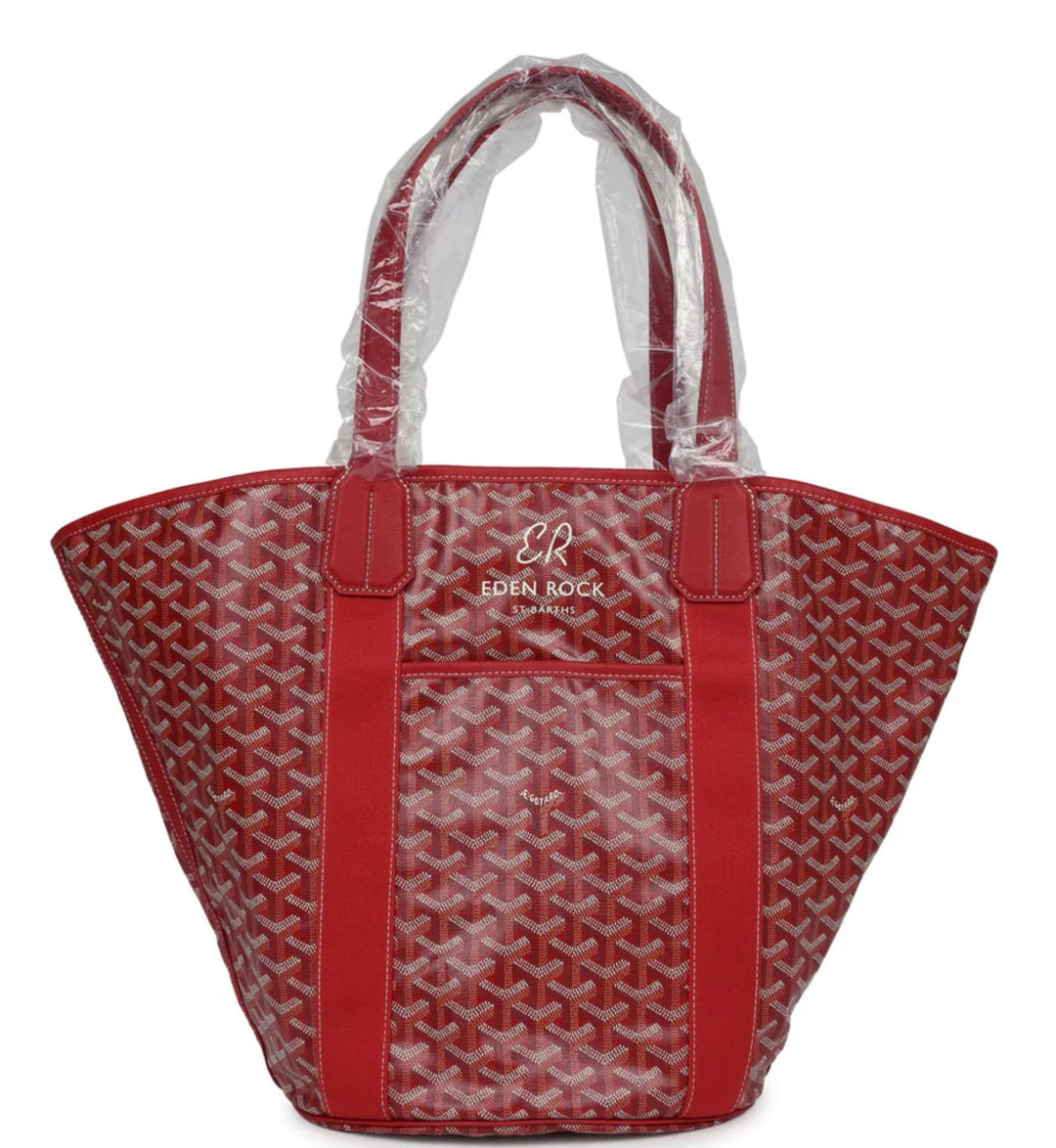 Goyard 'Eden Rock' Red Belharra Reversible Beach Bag & Beach Towel