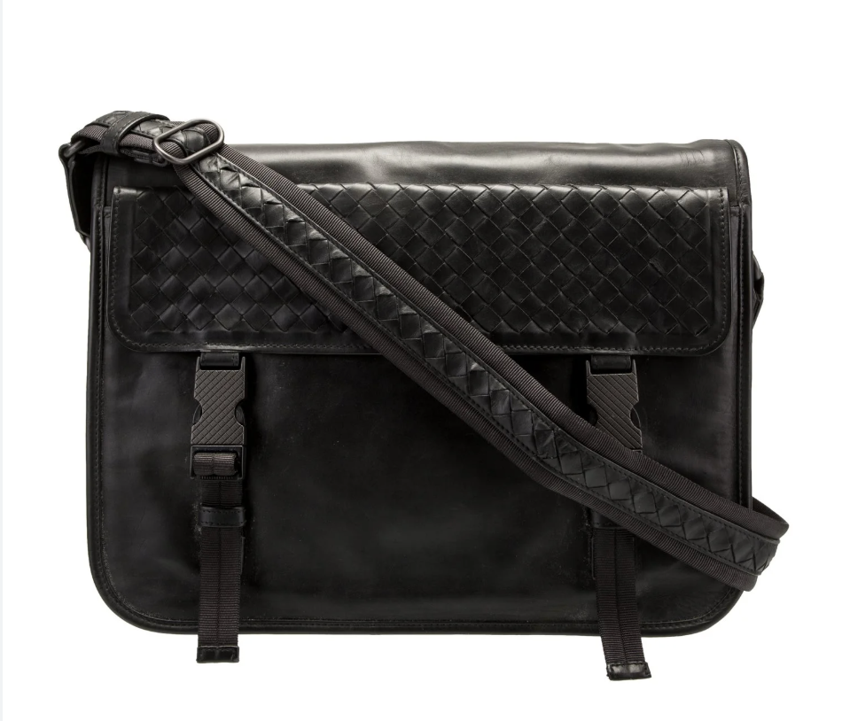 Bottega Veneta 'Black' Intrecciato Messenger Bag