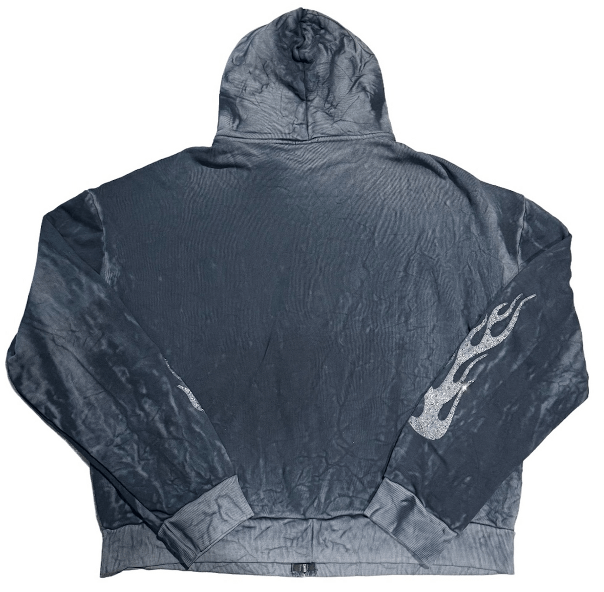 Bossi 'Silver Flame' Washed Black Rhinestone Zip-Up