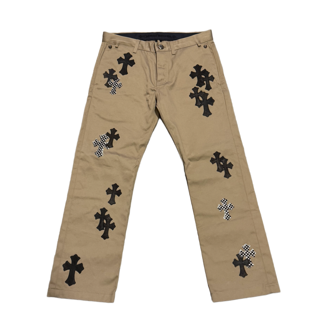 Chrome Hearts 'Black Camo Checker' Cross Patch Tan Chino Pants