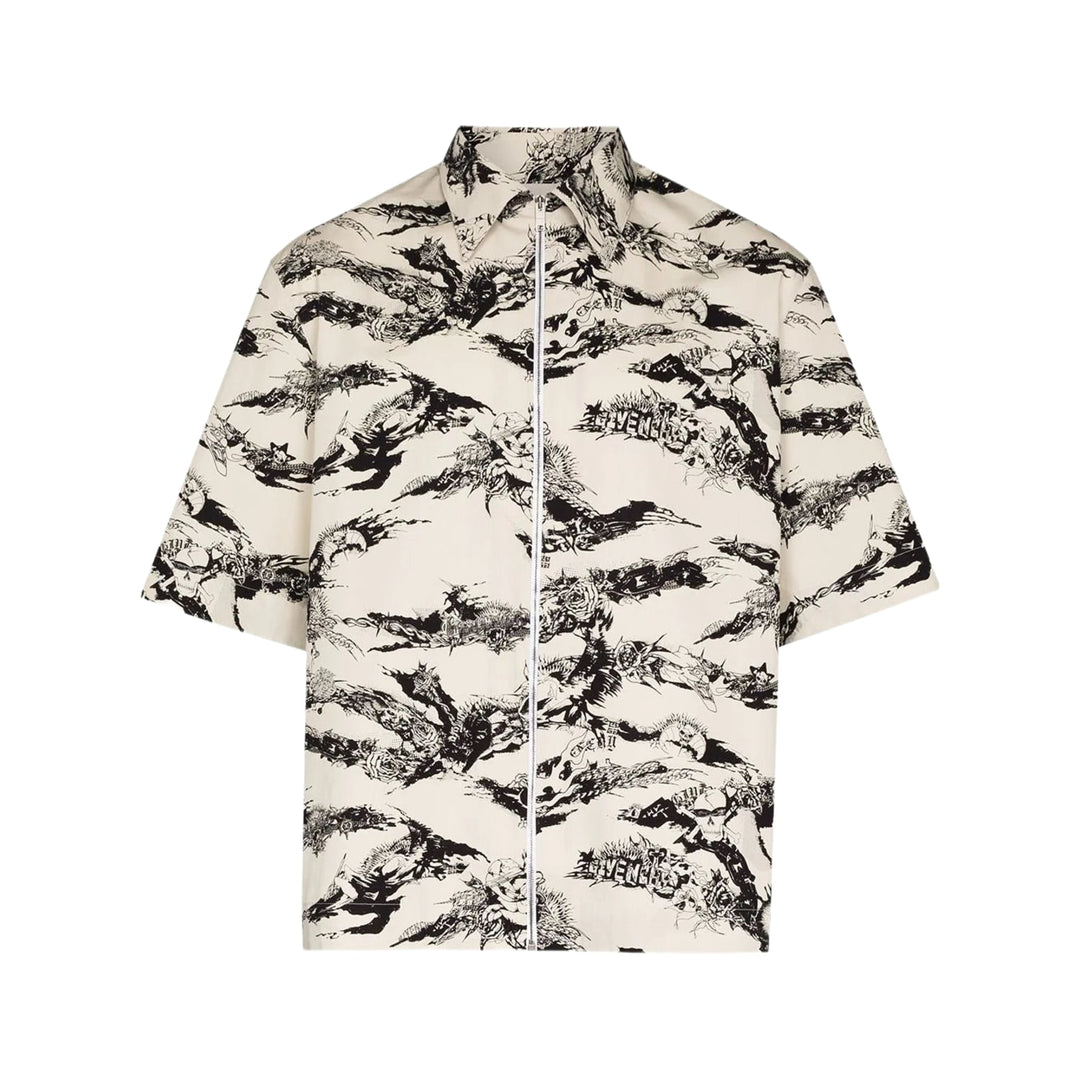 Givenchy 'Gothic Logo' Zip Up Shirt