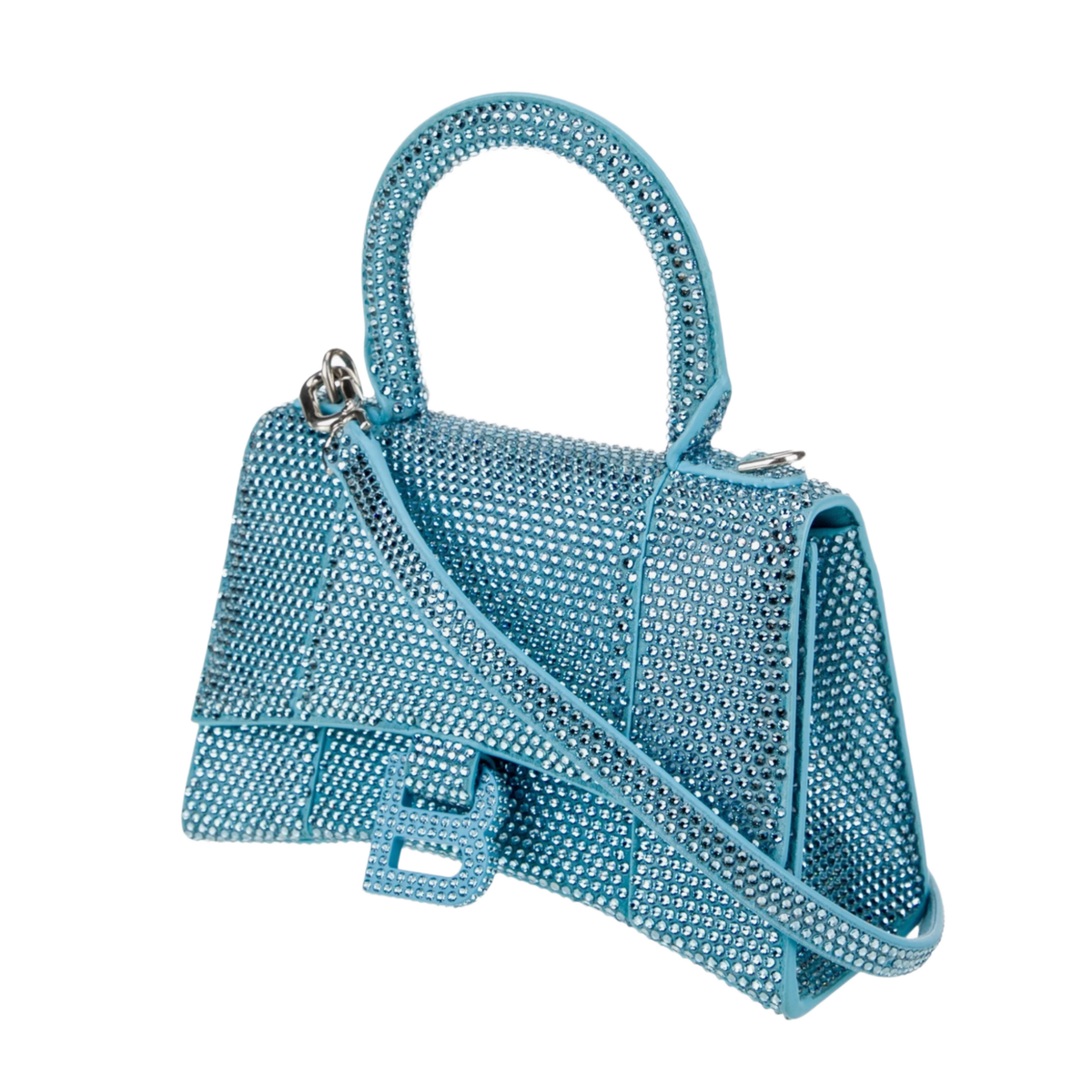 Balenciaga Hourglass XS 'Blue Crystal' Leather Handbag