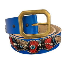 Studded 'Multi Color Snakeskin Spider Gem' Blue Belt