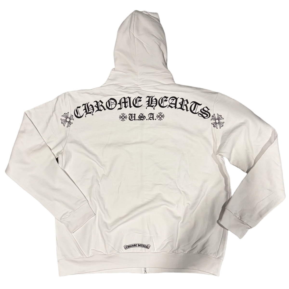 Chrome Hearts 'White' T Bar Scroll USA Zip Up Hoodie