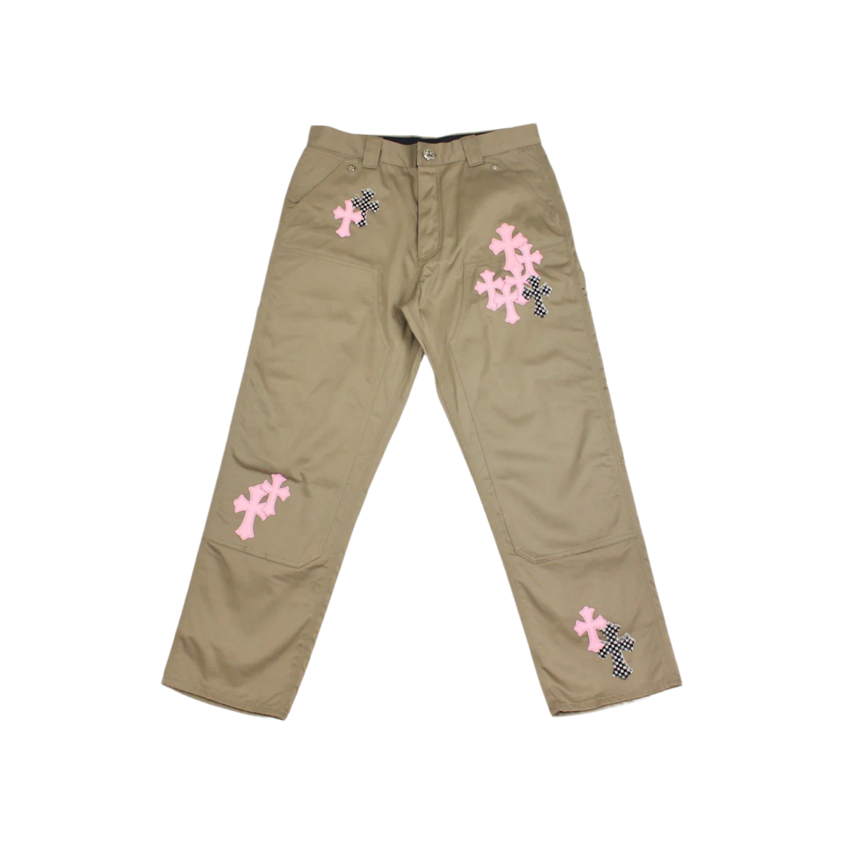 Chrome Hearts 'Tan' Pink & Checkered Cross Patch Carpenter Pants
