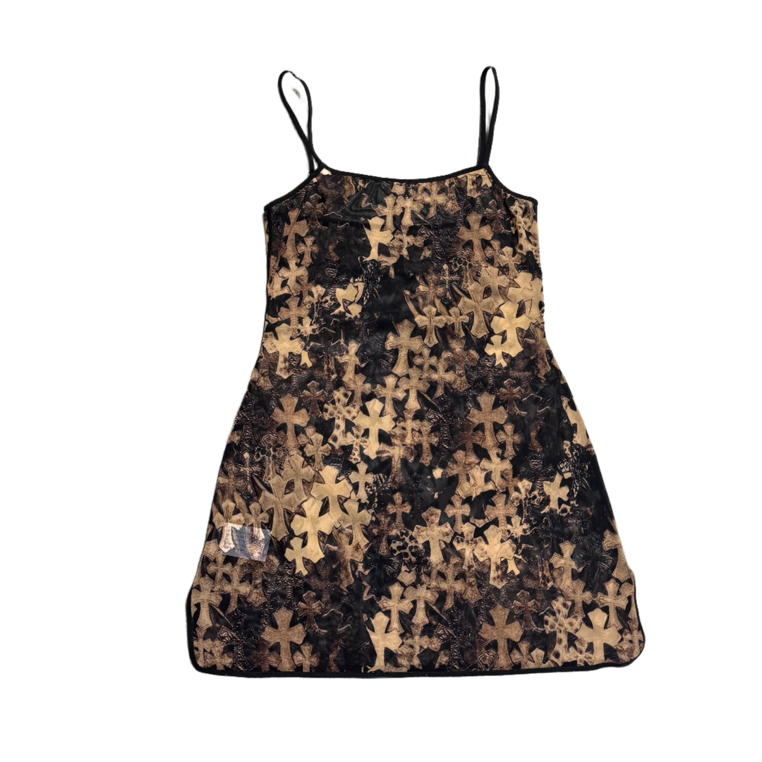 Chrome Hearts 'Cross Print' Womens Mesh Mini Dress