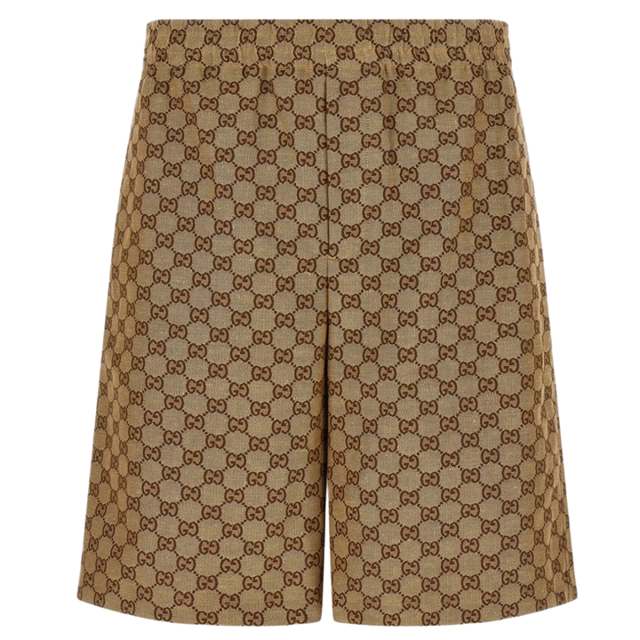 Gucci 'Tan' GG Linen Blend Shorts