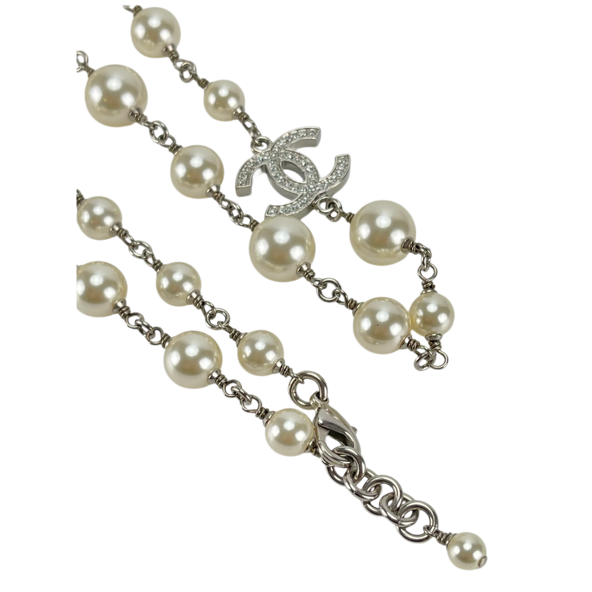 Chanel Graduated Pearl Crystal Long Necklace