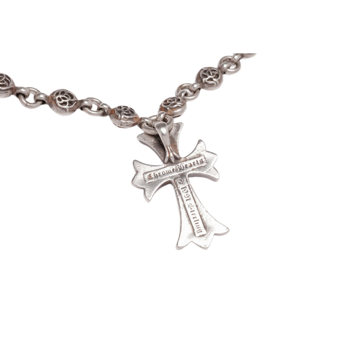 Chrome Hearts 'Rose Ball' Necklace with Small Cross