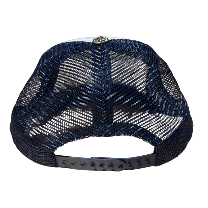Chrome Hearts CH Hollywood Navy Blue/White Trucker Hat