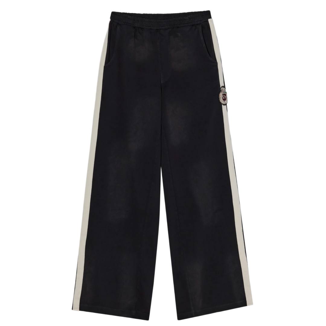 424 'Black' Crest Stripped Ripped Sweatpants