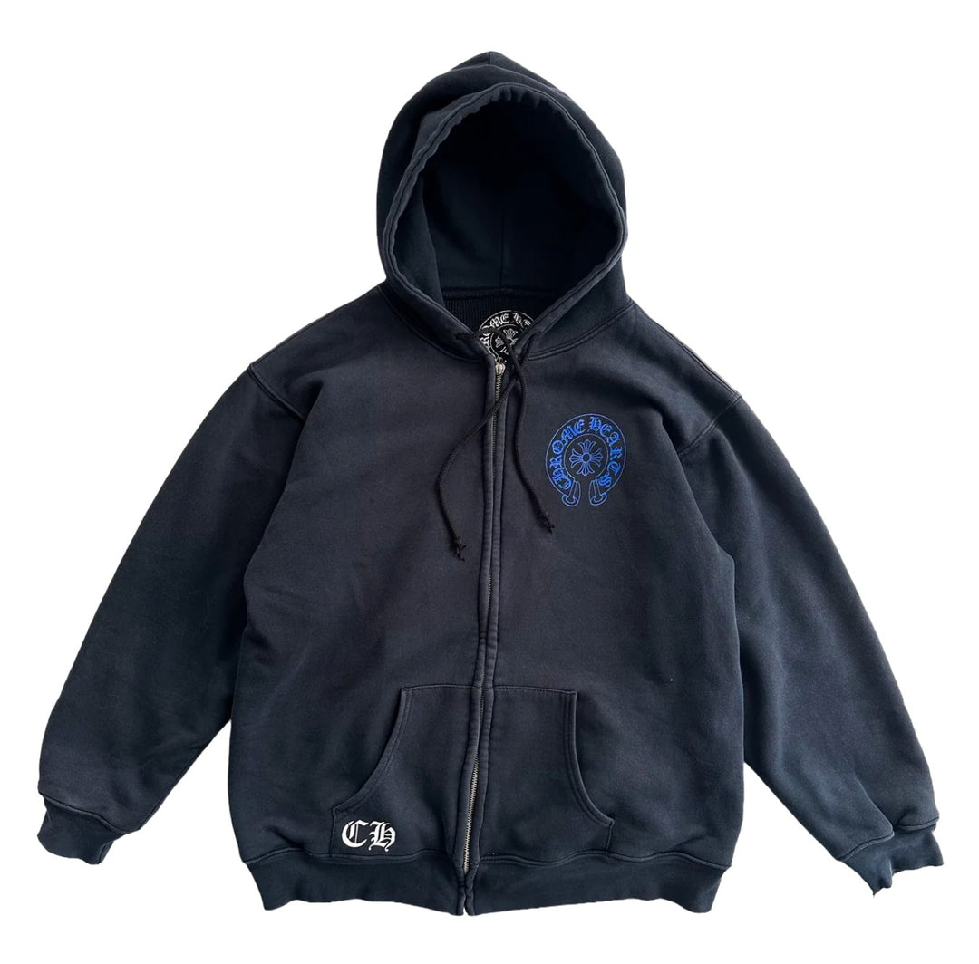 Chrome Hearts 'Black/Blue' Floral Cross Logo Thermal Zip Up Hoodie