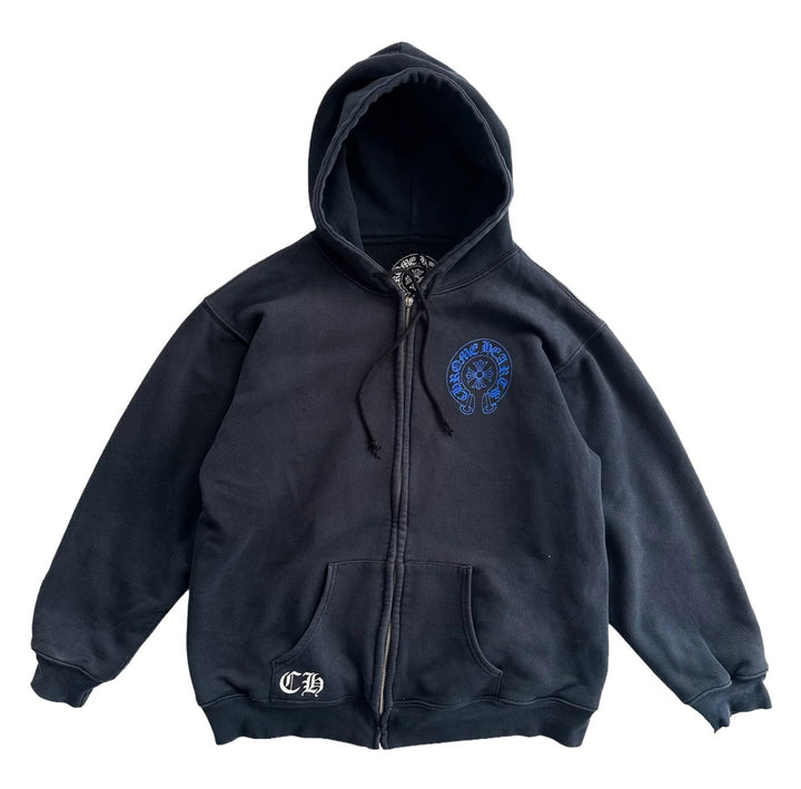 Chrome Hearts 'Black/Blue' Floral Cross Logo Thermal Zip Up Hoodie
