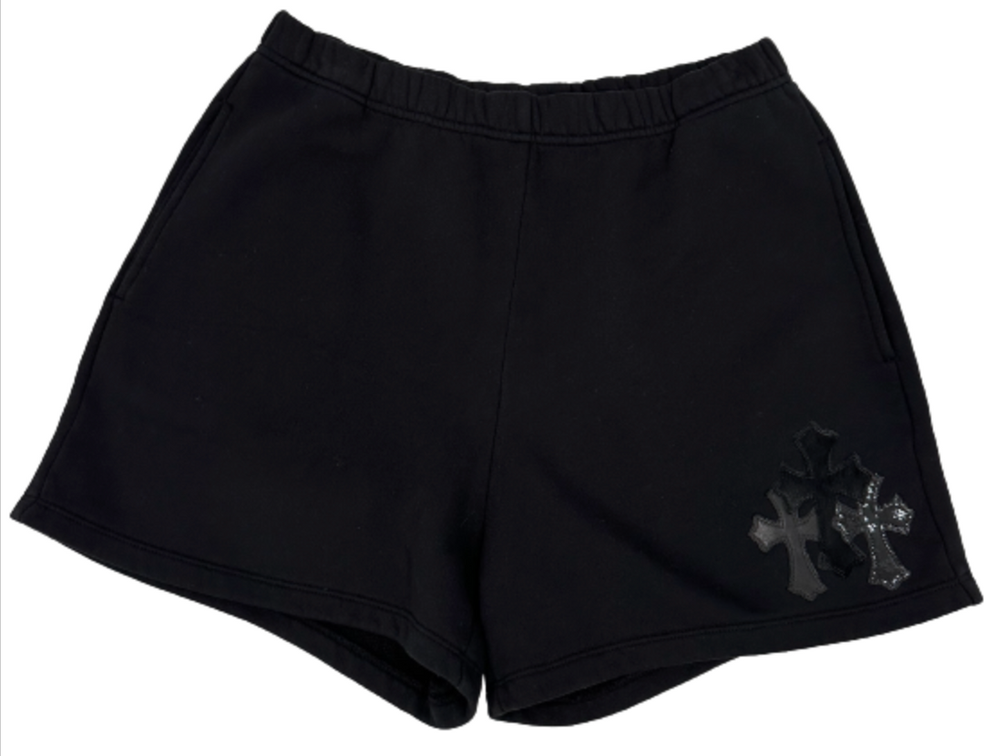 Chrome Hearts '3 Cross Patch' Black Sweat Shorts