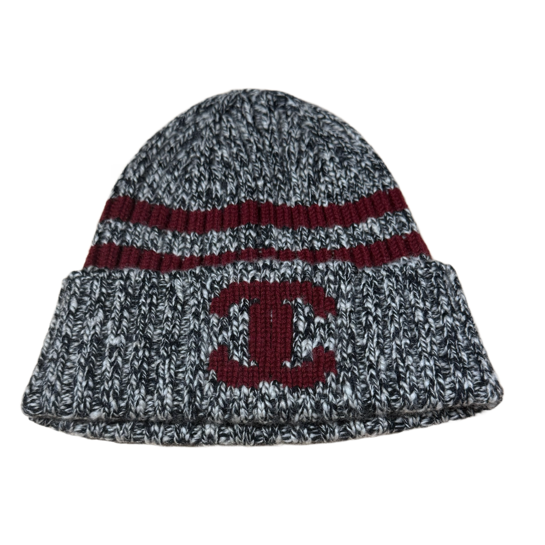 Chanel 'Maroon Stripe' Knit Beanie