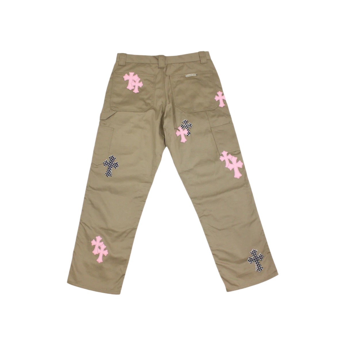 Chrome Hearts 'Tan' Pink & Checkered Cross Patch Carpenter Pants