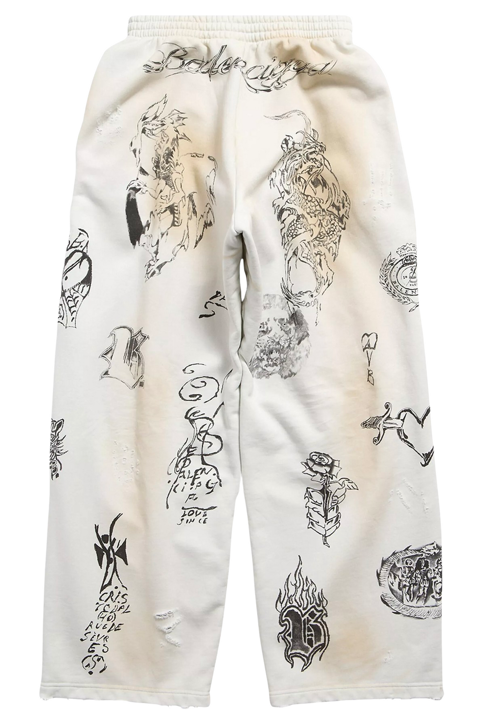 Balenciaga 'Tat Baggy' White Sweatpants