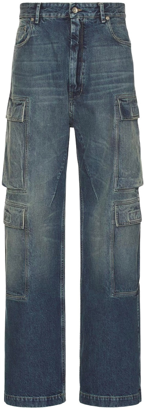 Rick Owens 'Double Cargo' Washed Indigo Jeans
