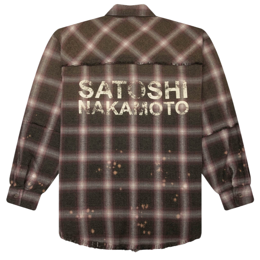 Satoshi Nakamoto 'Burgundy and Green' Bleach Logo Flannel