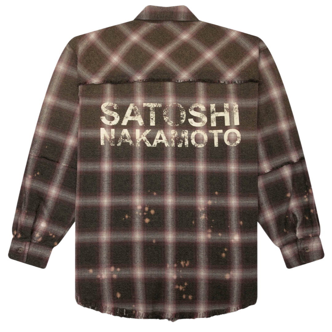 Satoshi Nakamoto 'Burgundy and Green' Bleach Logo Flannel