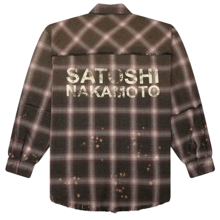 Satoshi Nakamoto 'Burgundy and Green' Bleach Logo Flannel