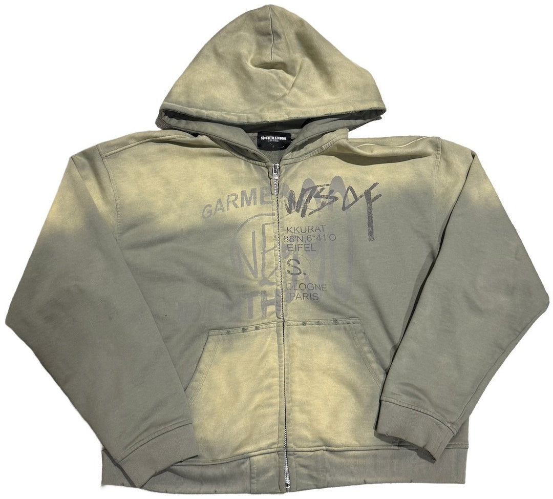 No Faith Studios 'Green' Split Zip Up Hoodie